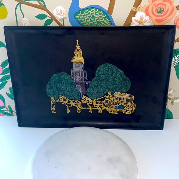 Vintage Serving Tray; Couroc Monterey Melamine Tray Colonial Victorian Scene - Picture 4 of 14